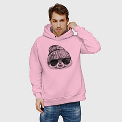 Толстовка оверсайз мужская Енот стильный, цвет: светло-розовый — фото 2