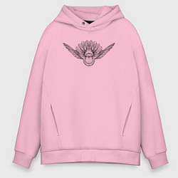 Толстовка оверсайз мужская Колибри анфас, цвет: светло-розовый