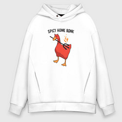 Толстовка оверсайз мужская Spicy honk bonk - Untitled Goose Game, цвет: белый