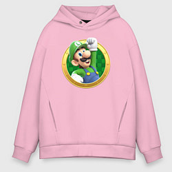 Толстовка оверсайз мужская Луиджи значок, цвет: светло-розовый