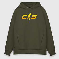 Толстовка оверсайз мужская CS2 yellow logo, цвет: хаки