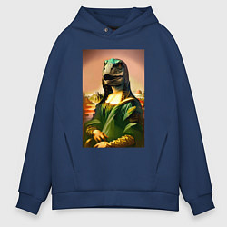 Толстовка оверсайз мужская Mona Lisa rex - neural network, цвет: тёмно-синий