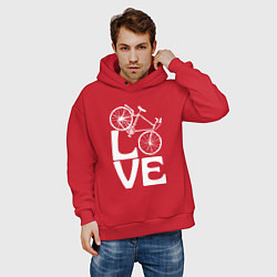 Толстовка оверсайз мужская Любовь велосипедиста, цвет: красный — фото 2
