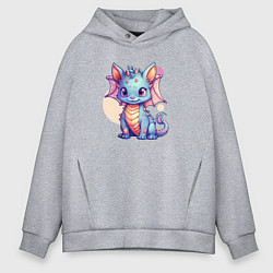 Толстовка оверсайз мужская Cute dragon cat, цвет: меланж