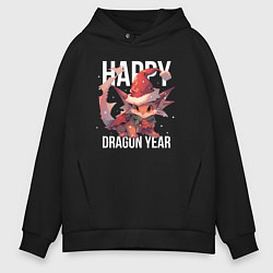 Толстовка оверсайз мужская Happy Dragon year, цвет: черный