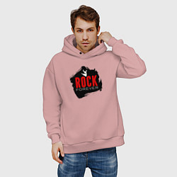 Толстовка оверсайз мужская Rock forever, цвет: пыльно-розовый — фото 2