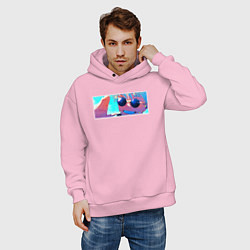 Толстовка оверсайз мужская Сатору годжо в очках, цвет: светло-розовый — фото 2