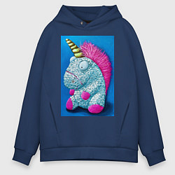 Толстовка оверсайз мужская Волшебный единорог на удачу маслом, цвет: тёмно-синий