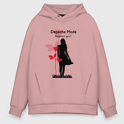 Толстовка оверсайз мужская Depeche Mode - Happiest Girl Collage, цвет: пыльно-розовый