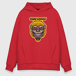 Толстовка оверсайз мужская Yellow crazy monkey, цвет: красный