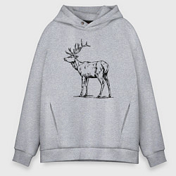 Толстовка оверсайз мужская Олень сзади, цвет: меланж