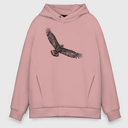 Толстовка оверсайз мужская Орёл порхает, цвет: пыльно-розовый