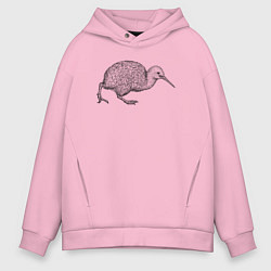 Толстовка оверсайз мужская Птица киви спешит, цвет: светло-розовый