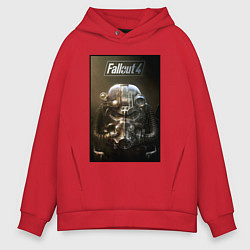 Толстовка оверсайз мужская Fallout armour poster, цвет: красный