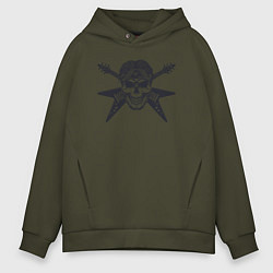 Толстовка оверсайз мужская Skull rock, цвет: хаки