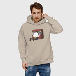 Толстовка оверсайз мужская Фрирен застряла в сундуке мимике, цвет: миндальный — фото 2