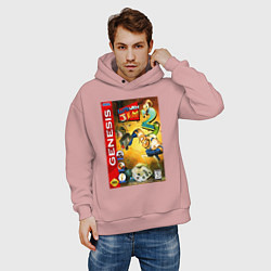 Толстовка оверсайз мужская Earth worm jim 2 cover, цвет: пыльно-розовый — фото 2