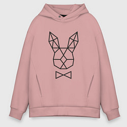 Толстовка оверсайз мужская Полигональный кролик, цвет: пыльно-розовый