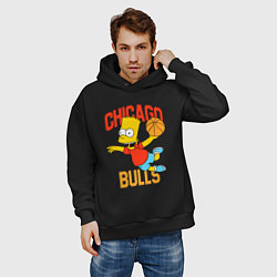 Толстовка оверсайз мужская Чикаго Буллз Барт Симпсон, цвет: черный — фото 2