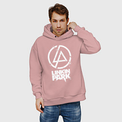 Толстовка оверсайз мужская Linkin Park - white, цвет: пыльно-розовый — фото 2