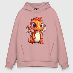 Толстовка оверсайз мужская Милый маленький новогодний дракон 2024, цвет: пыльно-розовый