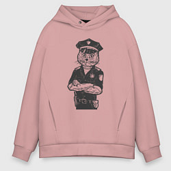 Толстовка оверсайз мужская Кот полицейский, цвет: пыльно-розовый