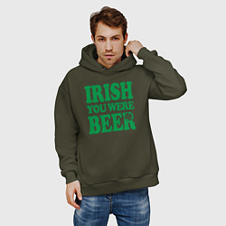 Толстовка оверсайз мужская Irish you were beer, цвет: хаки — фото 2