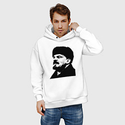 Толстовка оверсайз мужская Ленин в шапке, цвет: белый — фото 2