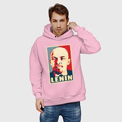Толстовка оверсайз мужская Владимир Ильич Ленин, цвет: светло-розовый — фото 2