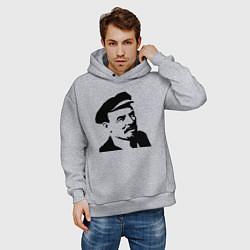 Толстовка оверсайз мужская Ленин в кепке, цвет: меланж — фото 2