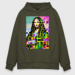 Толстовка оверсайз мужская Mona Lisa - mosaic pop art, цвет: хаки