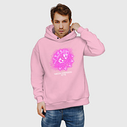 Толстовка оверсайз мужская Neon dragon eye, цвет: светло-розовый — фото 2