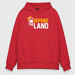 Толстовка оверсайз мужская Defend the land, цвет: красный