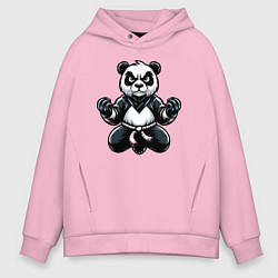 Толстовка оверсайз мужская Панда тренеруется, цвет: светло-розовый