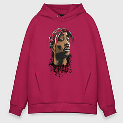 Толстовка оверсайз мужская 2 Pac, цвет: маджента