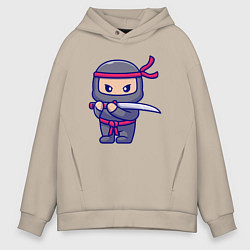 Толстовка оверсайз мужская Ниндзя с мечом, цвет: миндальный