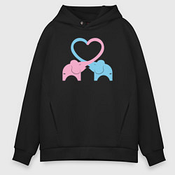 Толстовка оверсайз мужская Elephants love, цвет: черный