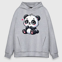 Толстовка оверсайз мужская Забавная маленькая панда, цвет: меланж