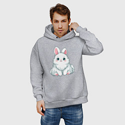 Толстовка оверсайз мужская Пушистый аниме кролик, цвет: меланж — фото 2