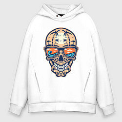 Толстовка оверсайз мужская Summer skull, цвет: белый