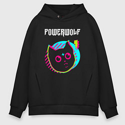 Толстовка оверсайз мужская Powerwolf rock star cat, цвет: черный