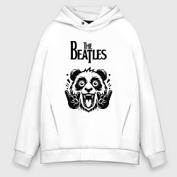 Толстовка оверсайз мужская The Beatles - rock panda, цвет: белый