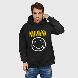 Толстовка оверсайз мужская Nirvana original, цвет: черный — фото 2