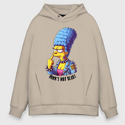 Мужское худи оверсайз Marge Simpson - punks not dead motto