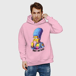 Толстовка оверсайз мужская Marge Simpson - punks not dead motto, цвет: светло-розовый — фото 2