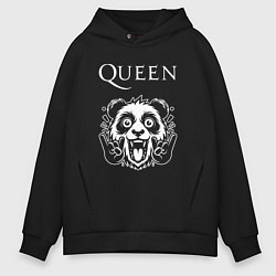 Толстовка оверсайз мужская Queen rock panda, цвет: черный