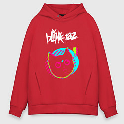 Толстовка оверсайз мужская Blink 182 rock star cat, цвет: красный