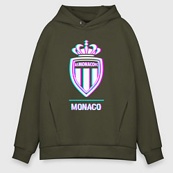 Толстовка оверсайз мужская Monaco FC в стиле glitch, цвет: хаки