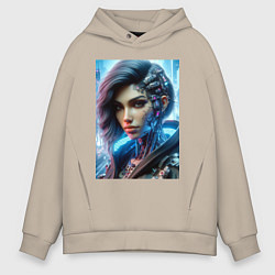 Мужское худи оверсайз Cyber girl - ai art