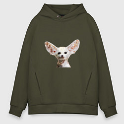 Толстовка оверсайз мужская Фенек лиса, цвет: хаки